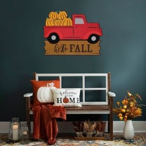 Holiday Living Felt Red Truck Hanging Decoration Wall Art 27" L